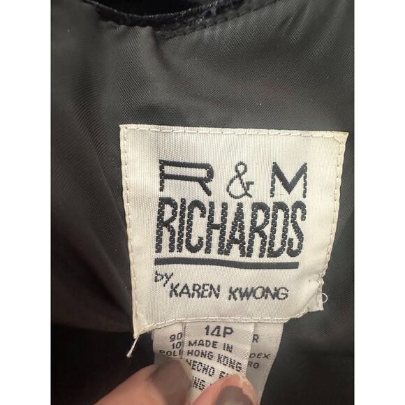 R&M Richards by Karen Kwong Velvet Maxi Dress Women's 14P Black Beaded Holiday - Picture 5 of 8